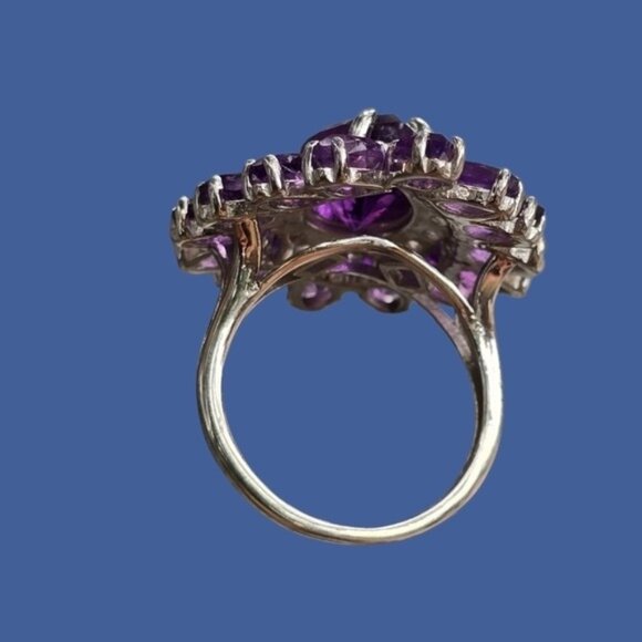 925 Sterling Silver Ring Sz 7.25 with Natural Amethyst Gemstone - Picture 6 of 7